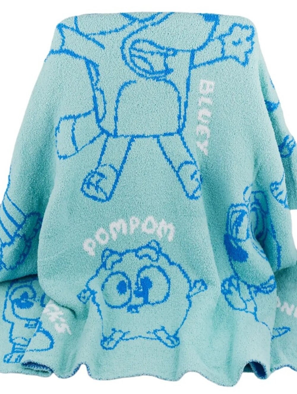 Bluey Super Soft Throw - Light Blue Character Print